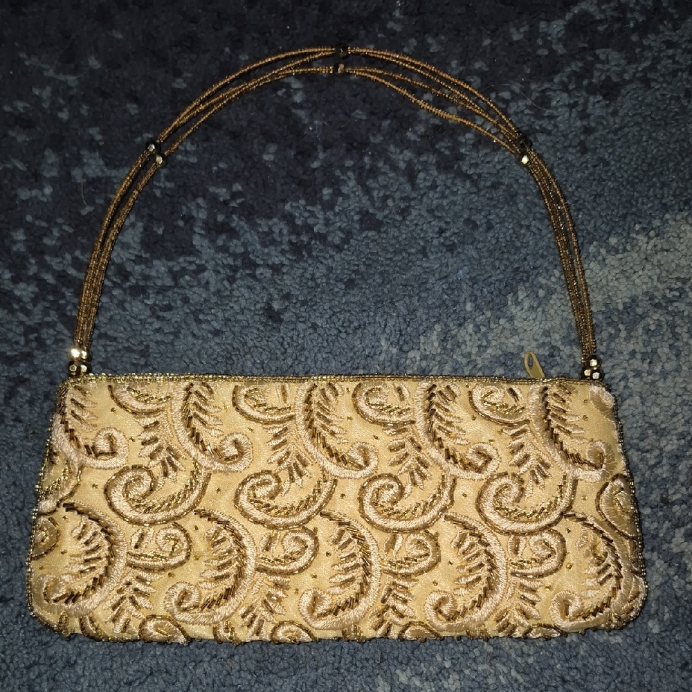 Vintage Elegant Gold Embroidered Clutch